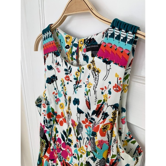 Maggy London Multicolor Floral Sleeveless A Line Fit Flare Dress Size 12 $175 - Picture 6 of 16